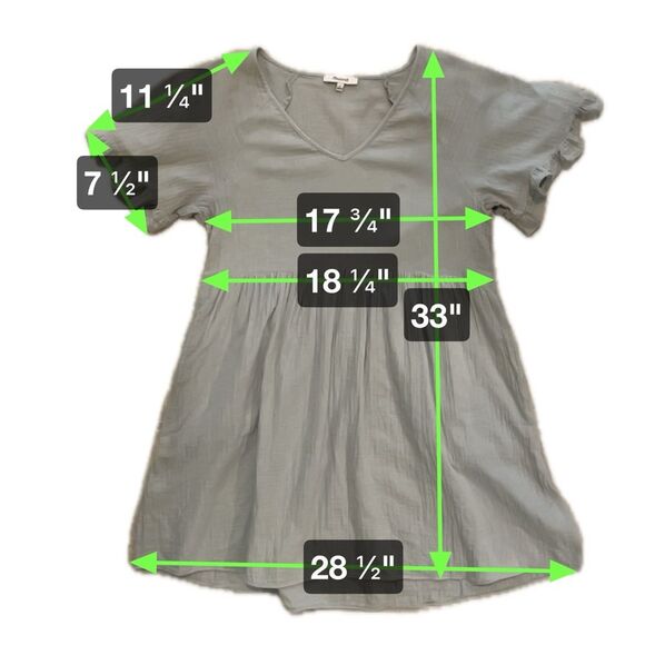 Madewell Short Ruffle Sleeve Easy Mini Dress Pockets Glassware Blue Size Medium - Picture 5 of 8